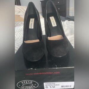 Steve Madden Black Suede 4” Platform Heels